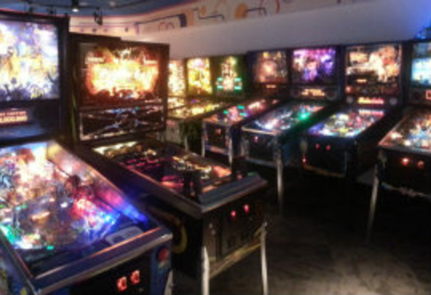 Fight the crowds aside in the pinball alley...